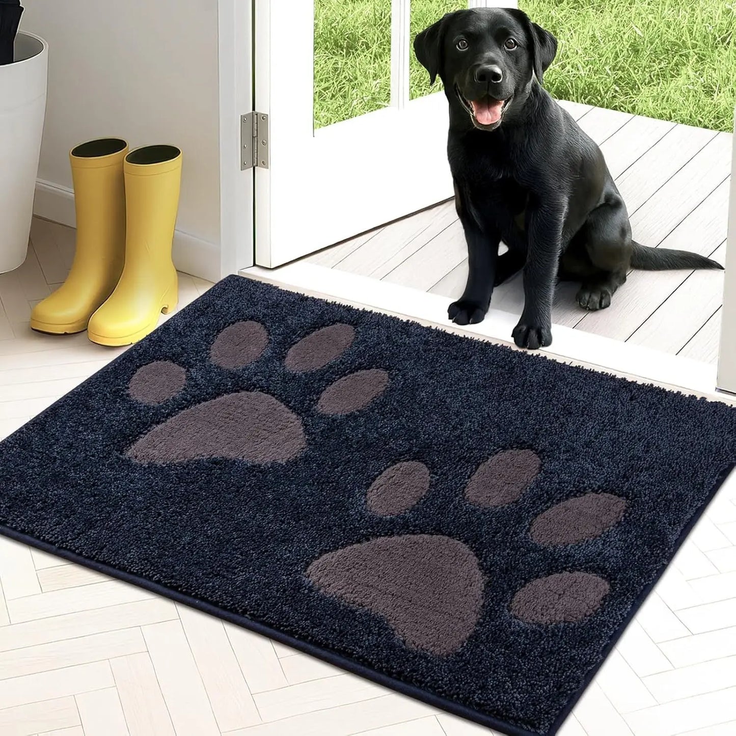 Paw Print Chenille Plush Mat Tiss Living