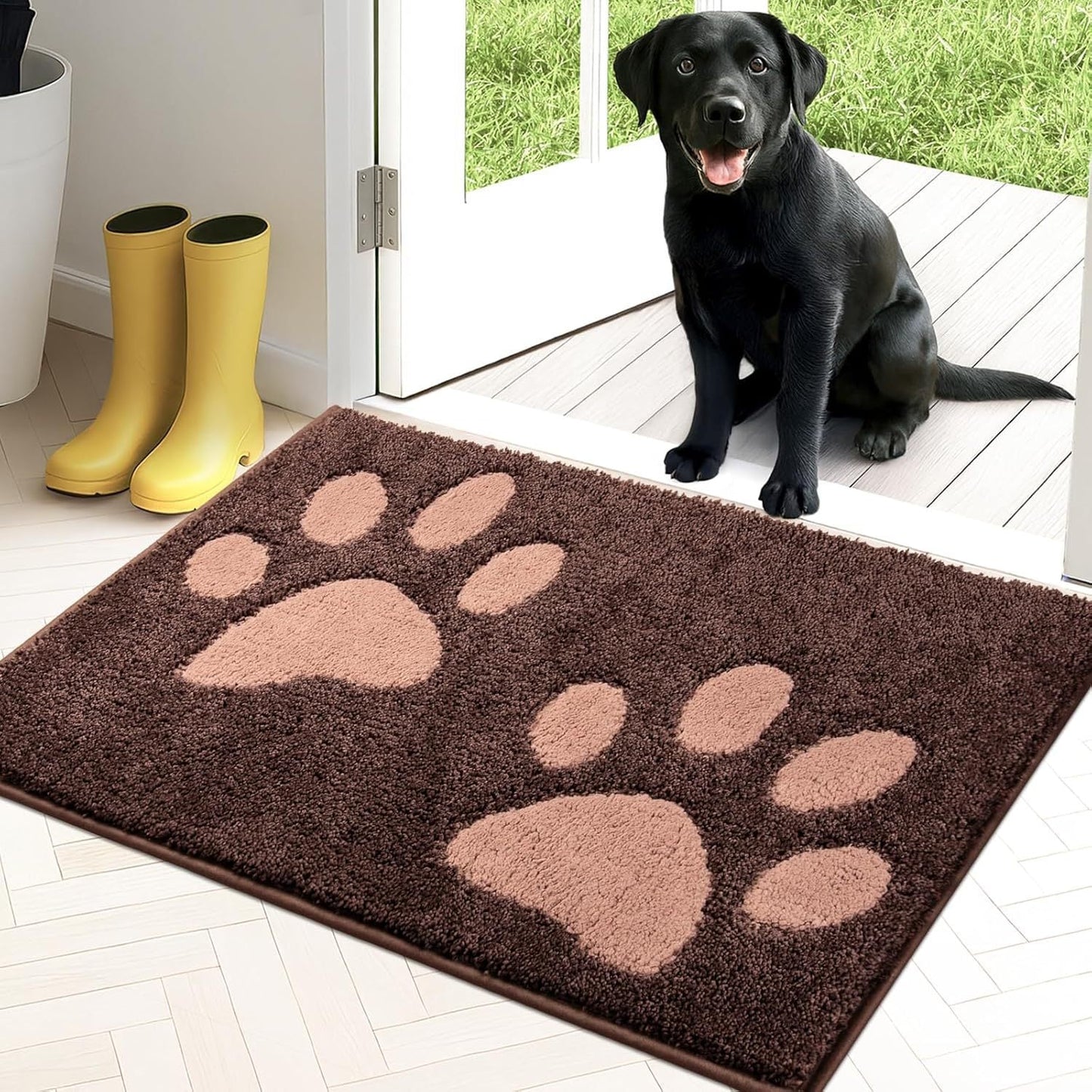 Paw Print Chenille Plush Mat Tiss Living