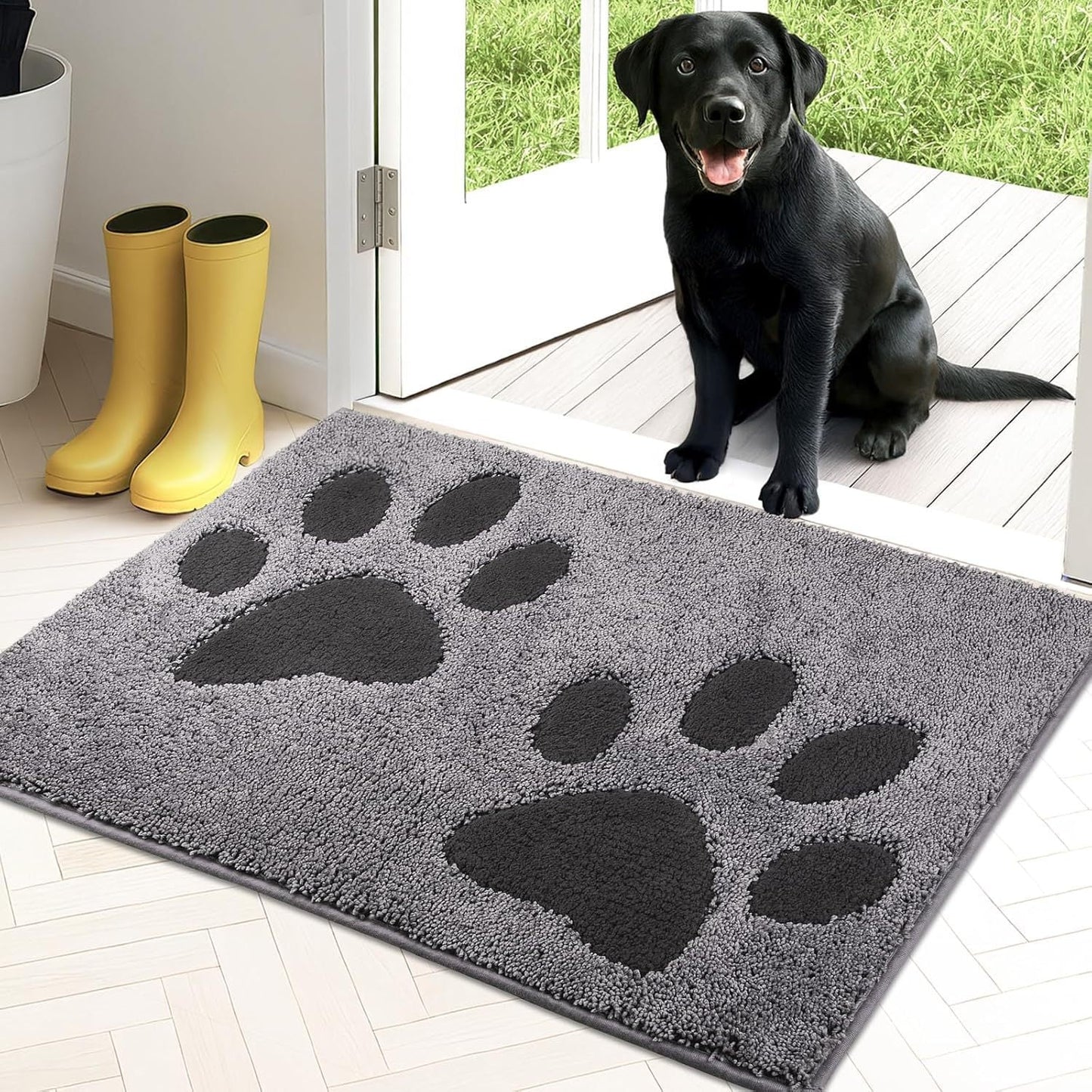 Paw Print Chenille Plush Mat Tiss Living