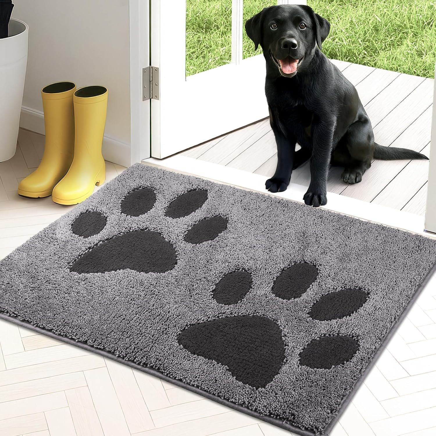 Paw Print Chenille Plush Mat Tiss Living