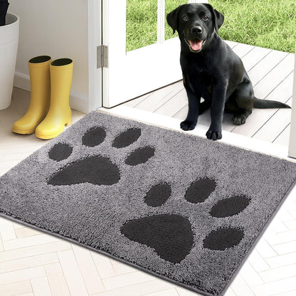 Paw Print Chenille Plush Mat Tiss Living