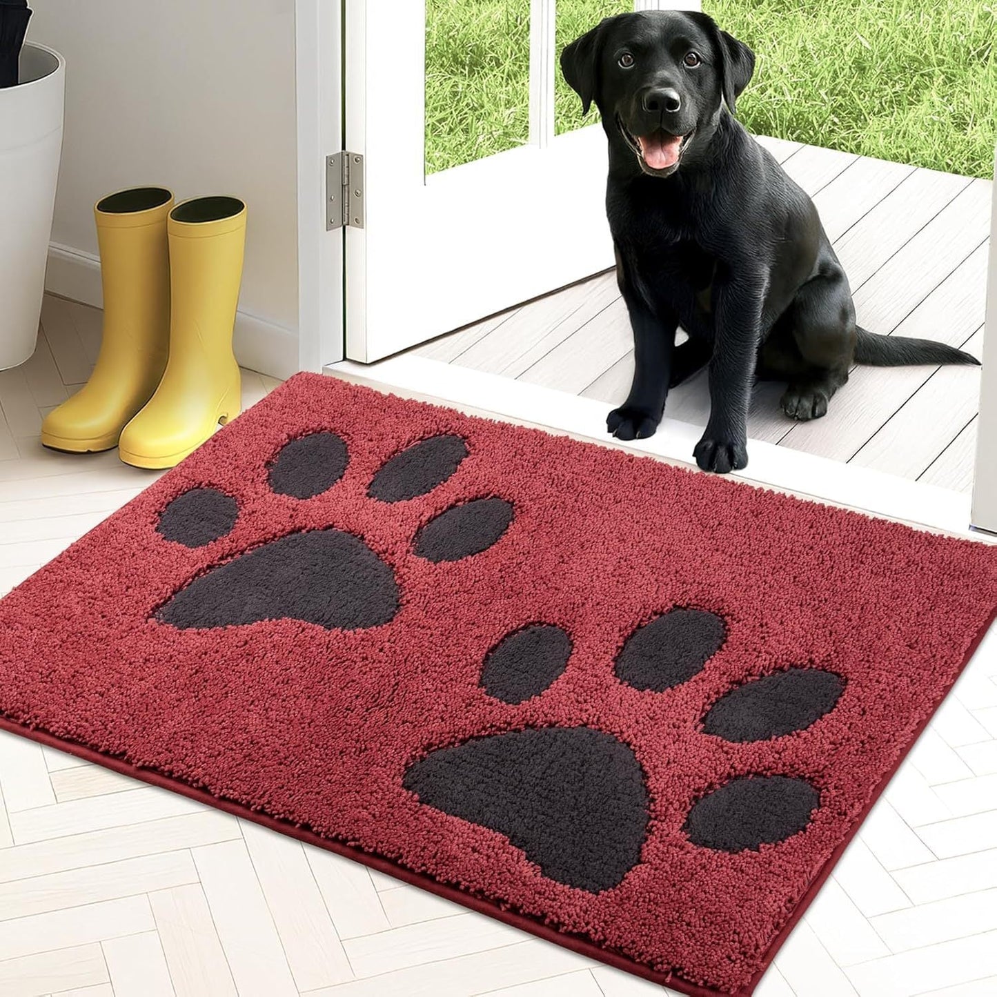 Paw Print Chenille Plush Mat Tiss Living