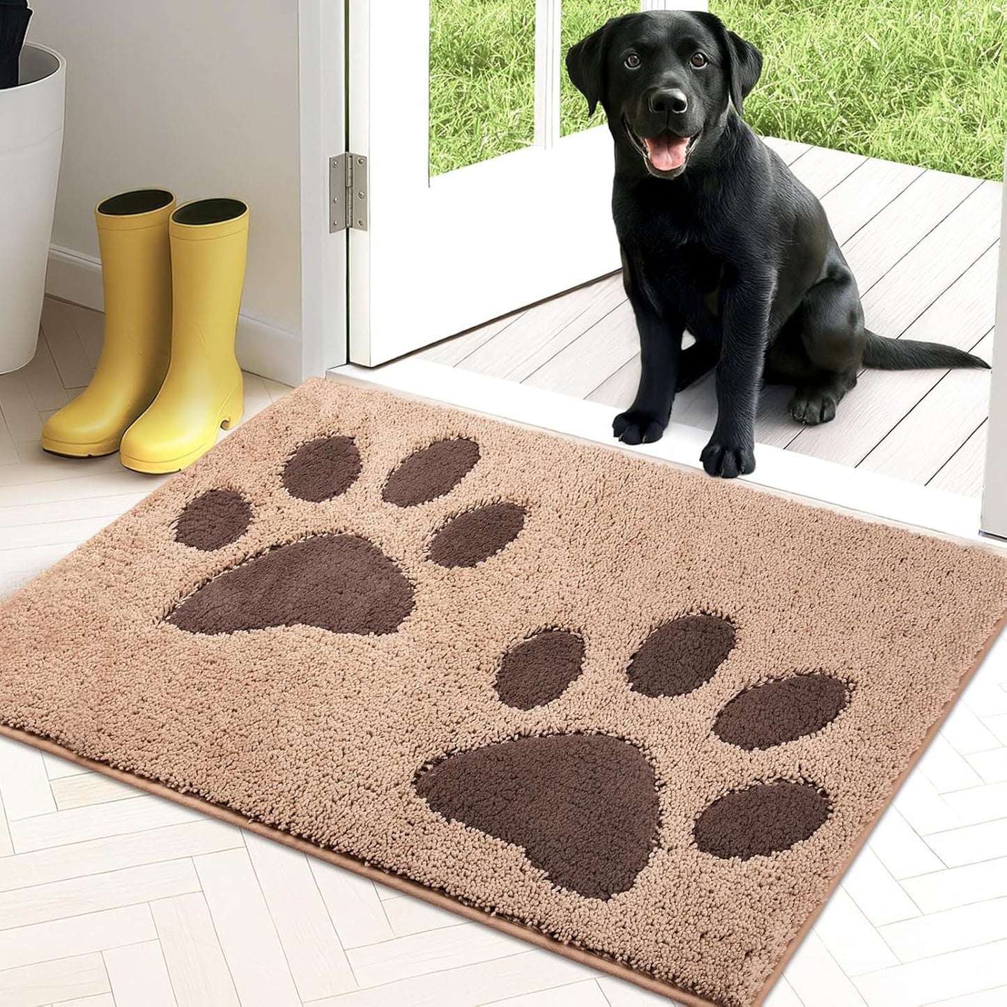 Paw Print Chenille Plush Mat Tiss Living