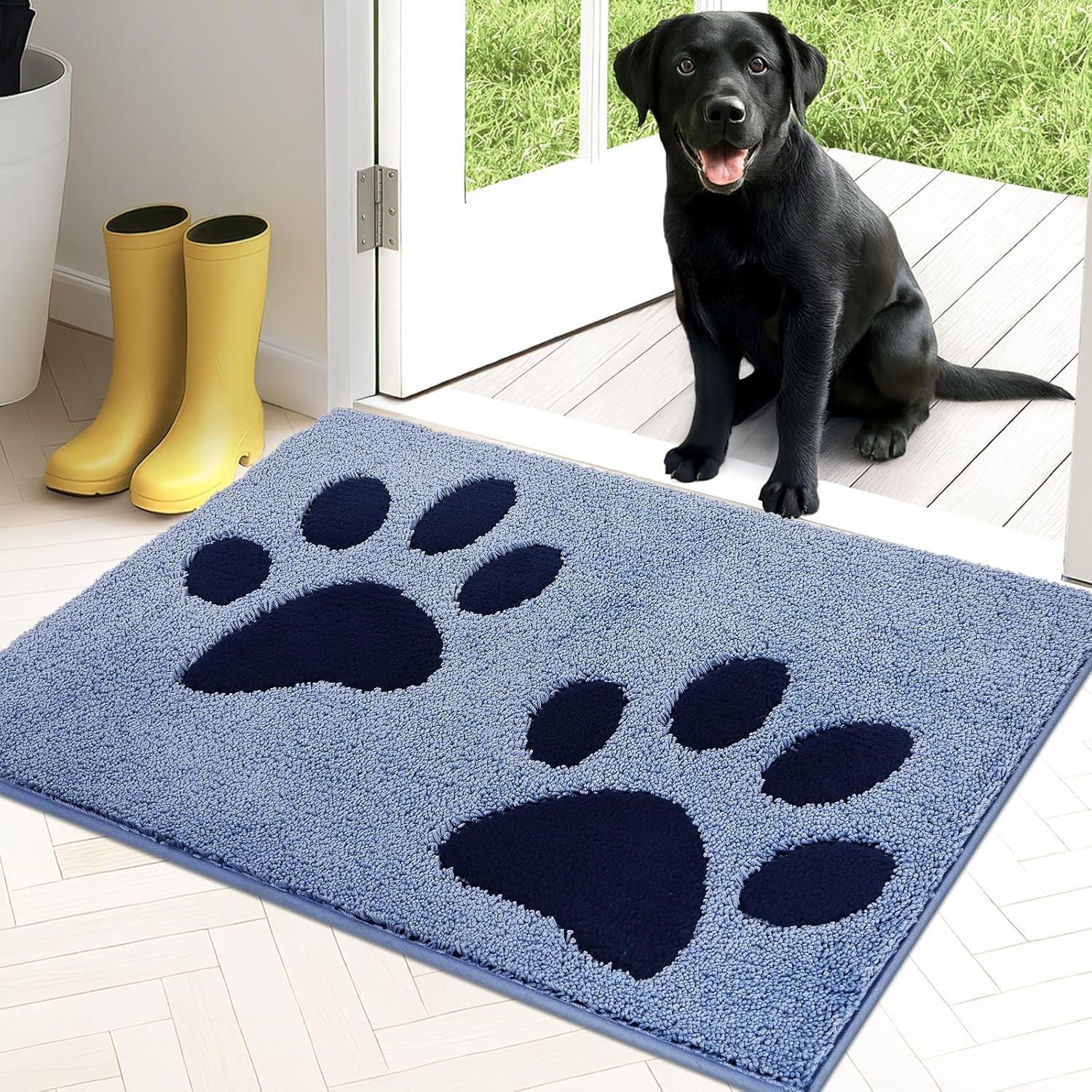Paw Print Chenille Plush Mat Tiss Living